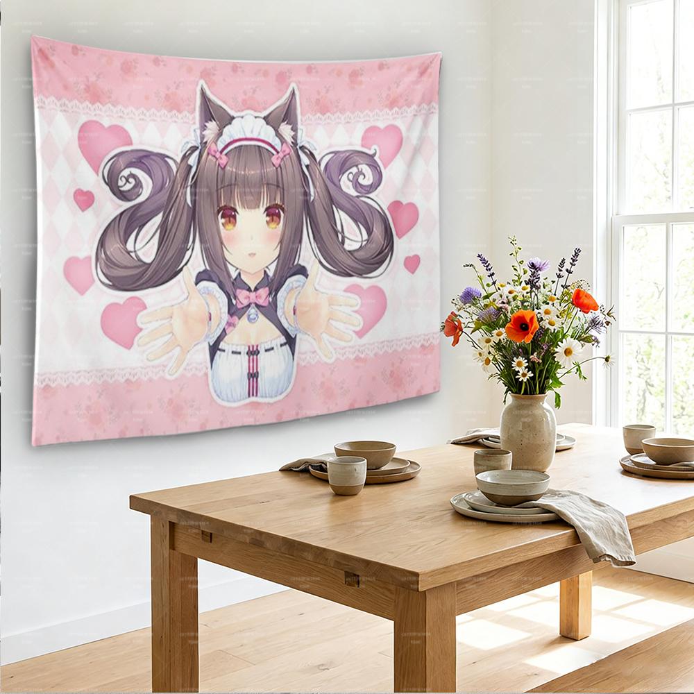 1pc Cute Kawaii Anime Girl Tapestry, Cartoon Wall Hanging Decor for Dorm Bedroom, Perfect Gift for Anime Fans
