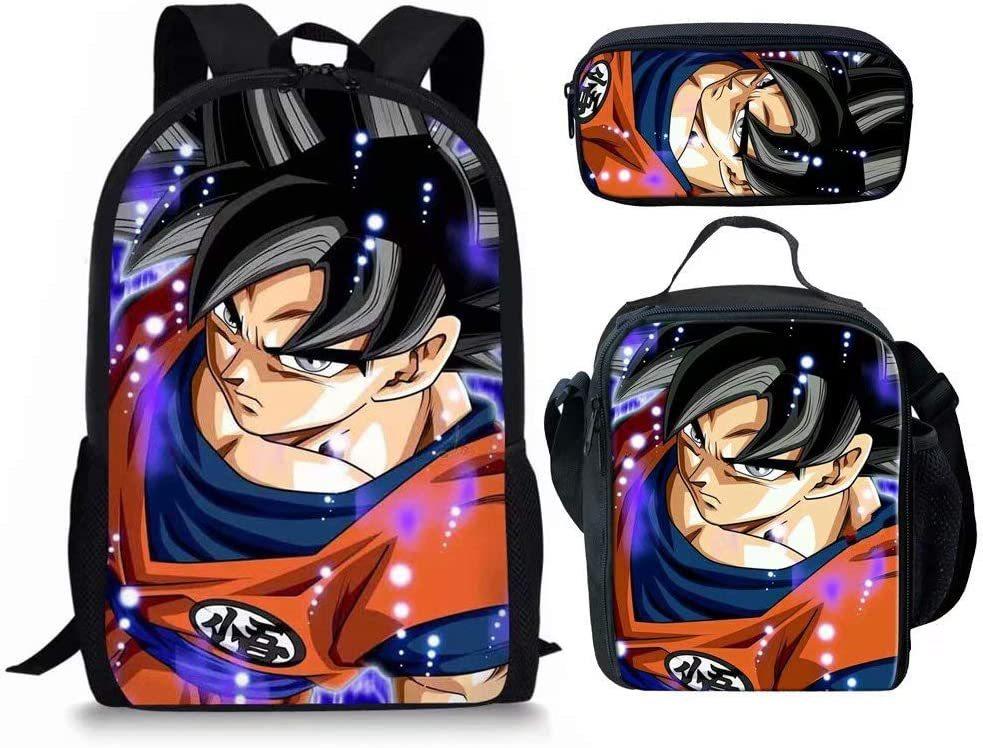 New animation cartoon dragon ball backpack, primary and secondary school schoolbag, satchel, shoulder bag, pencil case three-piece set
