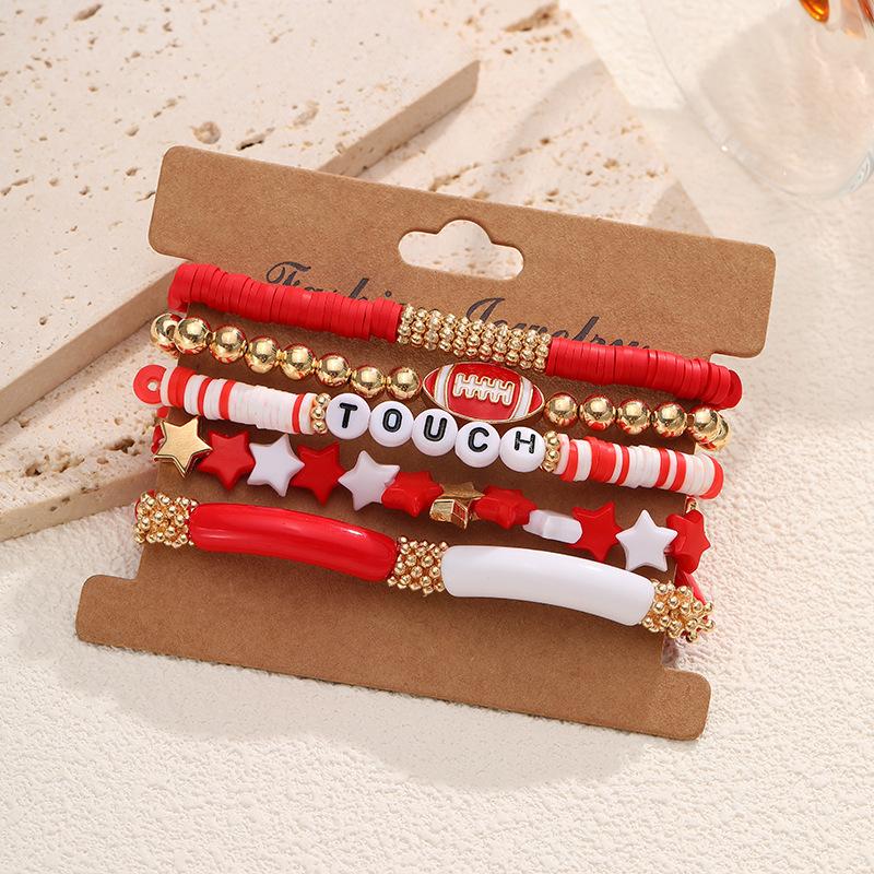 5 шт./компл. Цветной многослойный браслет ручной работы эластичный стекируемый спортивный ручной браслет Chian