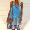 Женское мини-платье с цветочным принтом, вечернее платье без рукавов, летнее пляжное платье, сарафан