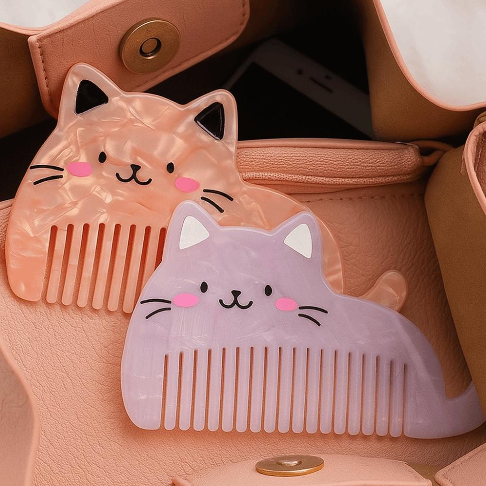 Cat Shaped Makeup Comb Wide Toothed Hairdressing Comb Portable Acetate Comb Barber Shop Salon