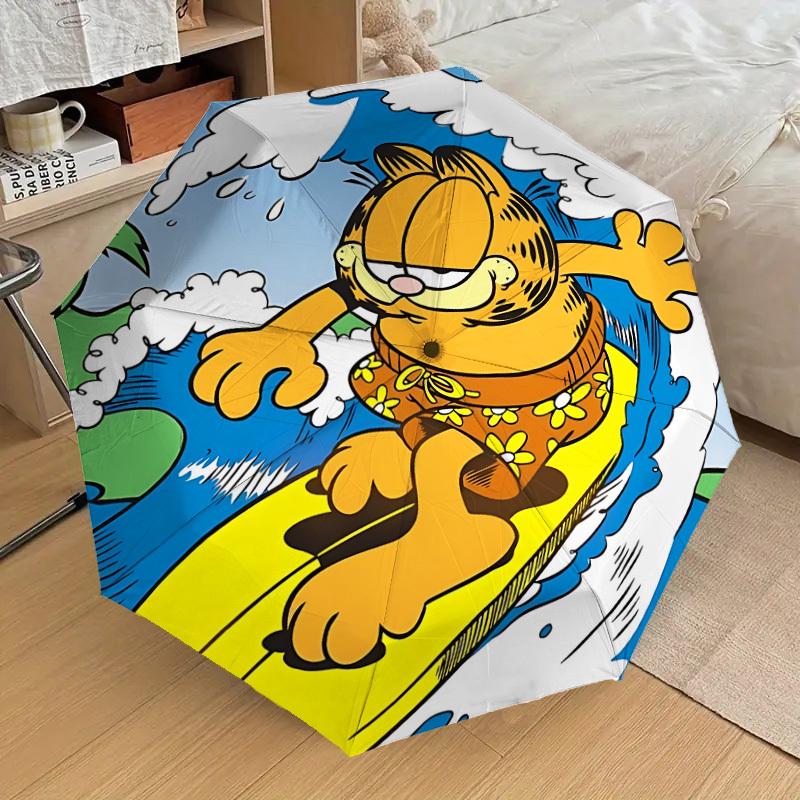1PC Garfield Surfing Auto Folding Umbrella | Vibrant Motif & Compact Design for Everyone, On-the-Go Essential - Gift-Worthy Style yy250930031