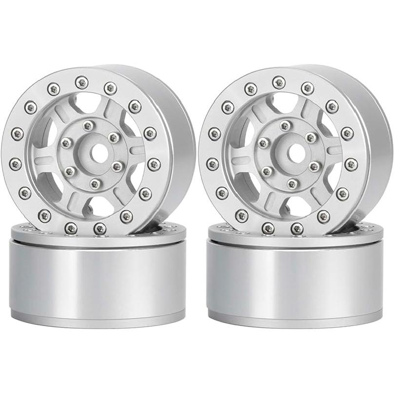 4PCS 1.55 inch Metal Beadlock Wheels Rim Hub RC Aluminum Alloy Wheel Replacement for 1:10 RC Rock Crawler Car for Axial 90069 D90 TF2 Tamiya CC01 MST