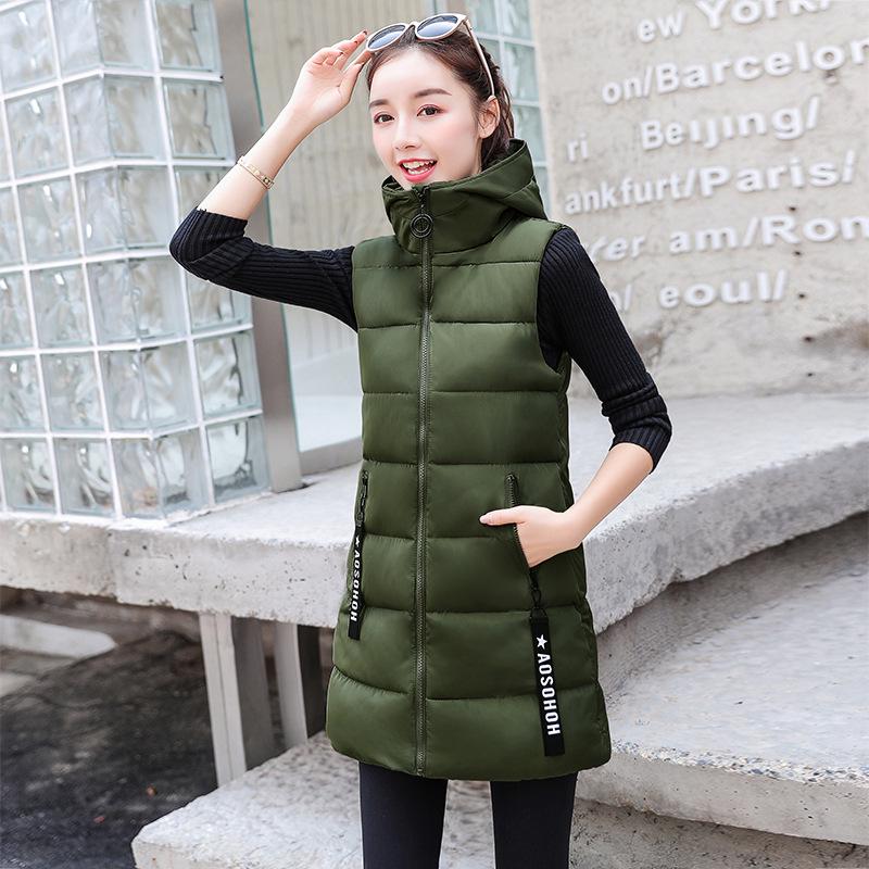 Women's Vest Large Size Warm Jacket Down Cotton Hooded Jacket