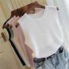 Summer Fashion Women Knitted Vests Shirts Tops Lady O-neck Sleeveless Solid Color Casual Thin Tops