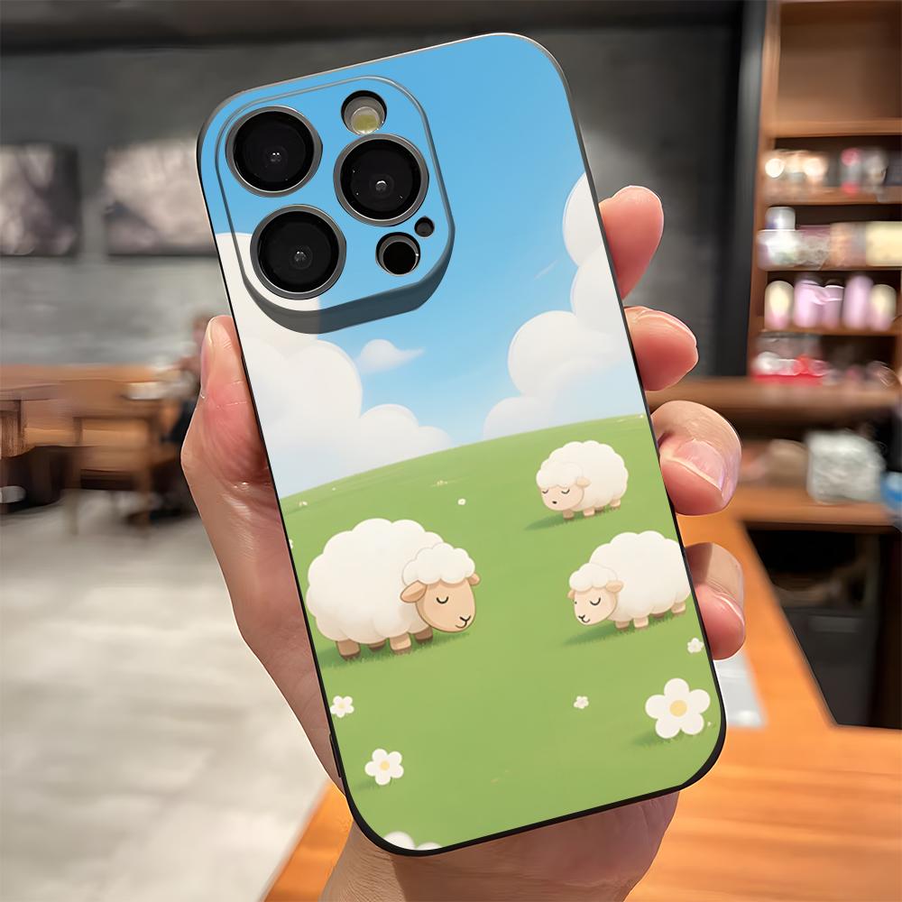 Мультяшный милый чехол для телефона с овечкой для iPhone 17 Pro Max 15 Pro 16 14 Plus 12 13 Mini 11 Pro Ударопрочный мягкий чехол