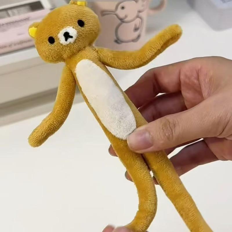 Kawaii Lazy Bear Keychain Plush - Soft Stuffed Animal Bag Charm Pendant - Abstract Art Bear Cute Gift for Women Kids