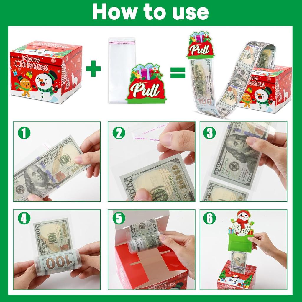 10PCS New Christmas Gift Father Christmas Elk Christmas Tree Pattern Money Draw Surprise Box Festive Small Gifts Party Supplies