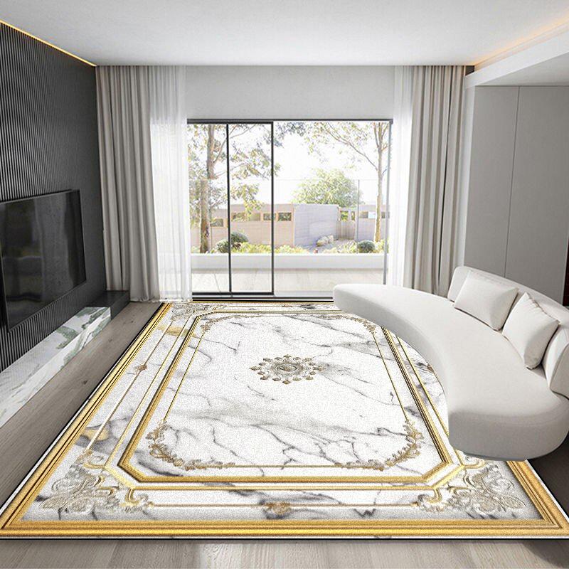 Роскошный ковер с золотой рамкой для гостиной, европейский стиль, высококлассные ковры для столовой, ковры большой площади, моющийся, нескользящий, коврик для ног для спальни