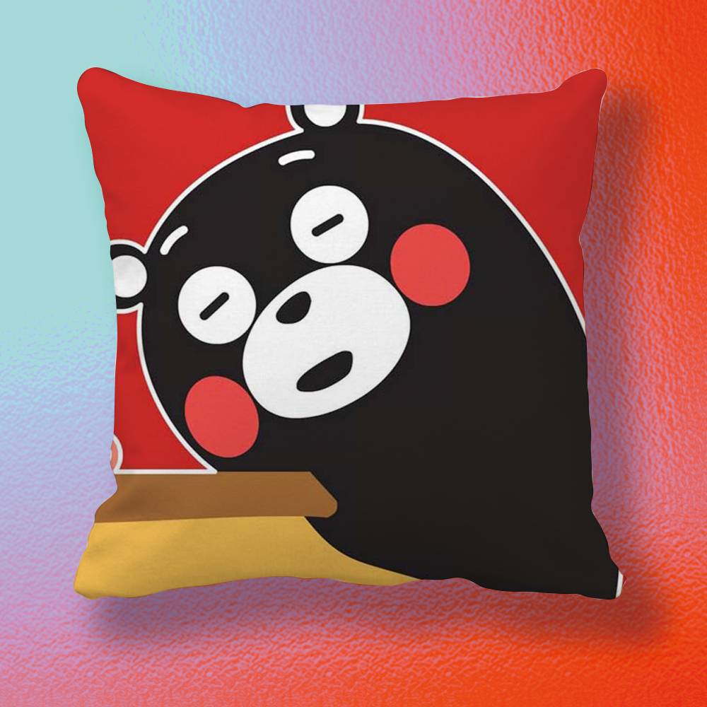 Cartoon KKumamon Doublesided printed pillow cover Solid color minimalist pillowcase fits all bedroom styles