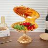 Creative Tall Shell Fruit Plate Golden Opening Niche Light Luxury Fruit Plate Exquisite Fashion Home Alloy Fruit Plate