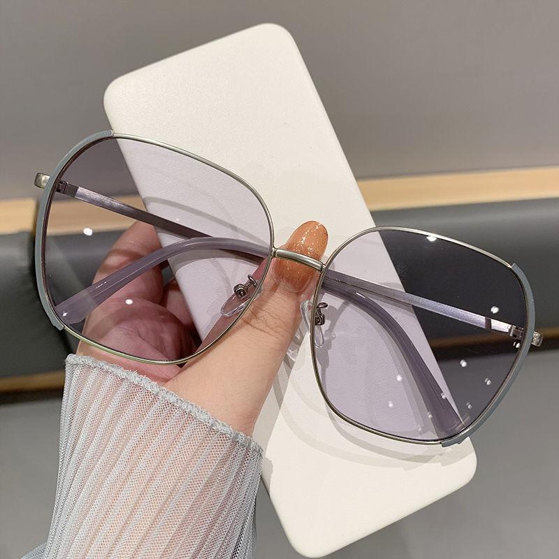 Sunglasses women's new fashion gradual change color tide large frame metal UV protection Internet celebrity street sunglasses