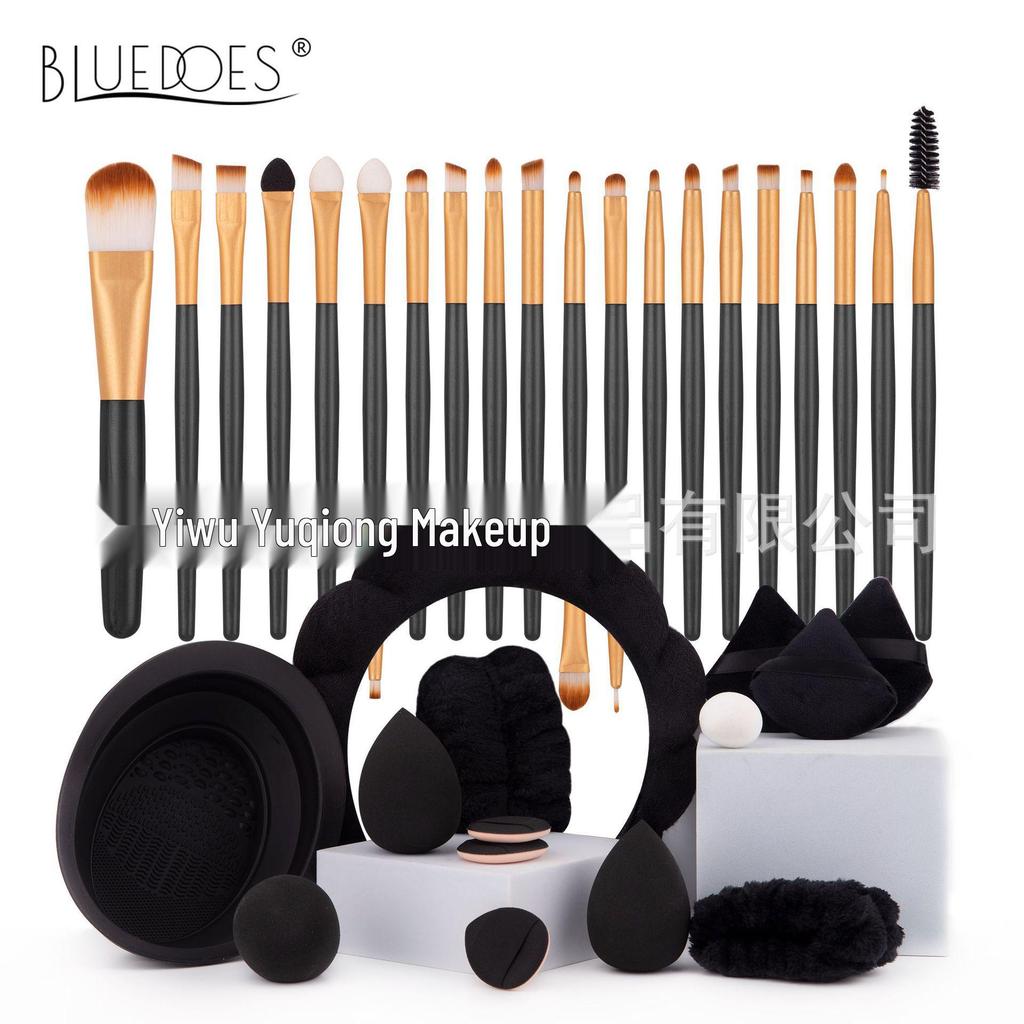 33-Piece Soft Makeup Brush & Beauty Sponge Set - Includes Eyeshadow & Foundation Brushes