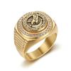 Stainless Steel Vacuum Gold-plated Diamond Inlaid Filipino Eagle Domineering Men's Ring