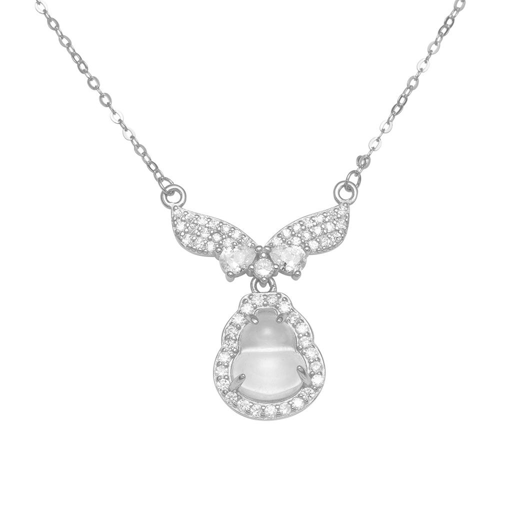 Ожерелье с крыльями ангела из стерлингового серебра 925 пробы, инкрустированное кварцитом и нефритом, для женщин, легкое, роскошное, с подвеской в виде тыквы, темпераментная цепочка на ключицу