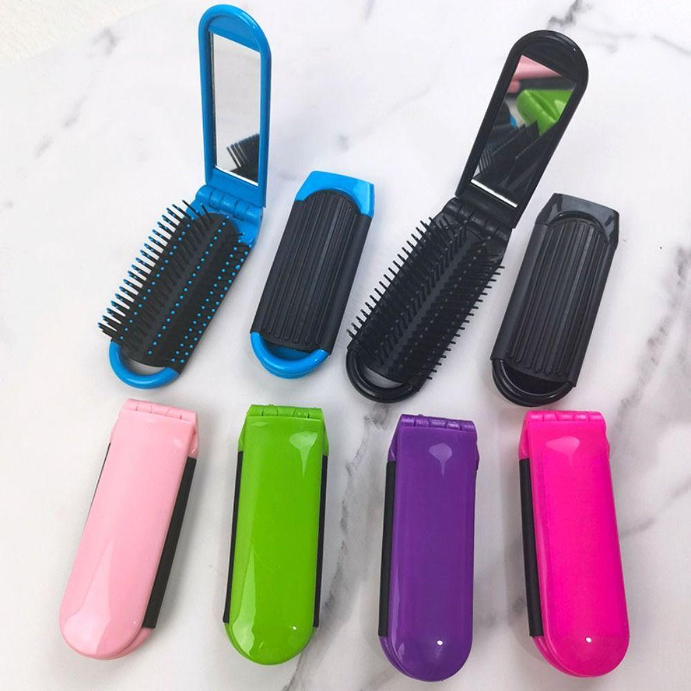 Anti Static Air Bag Hair Comb Mini Massage Comb Fashion Foldable Hair Brush with Mirror  Travel