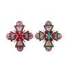 Red Rhinestone Cross Brooches For Women Vintage Pins Clothes Scarf Clip Jewelry