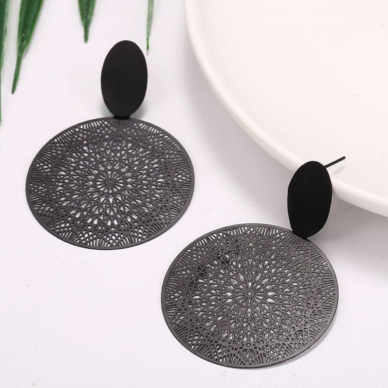 Акриловые черные ажурные круглые серьги-гвоздики для женщин ювелирные изделия