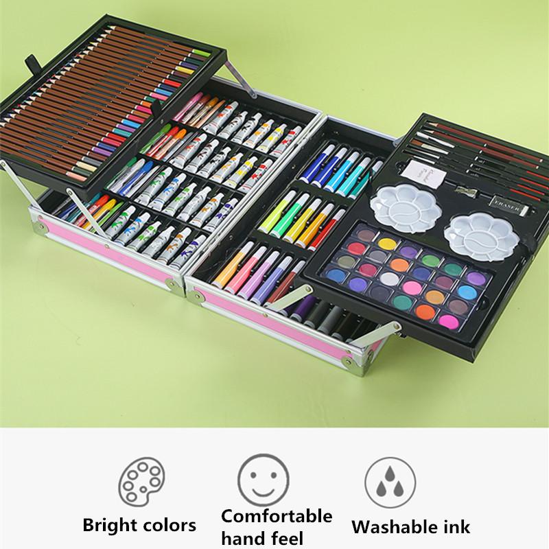 Watercolor Paint Brush Painting Set 148 Pcs Vivid Colors In Aluminum Alloy Box for Student Artists, Amateur Hobbyists and Painting Lovers