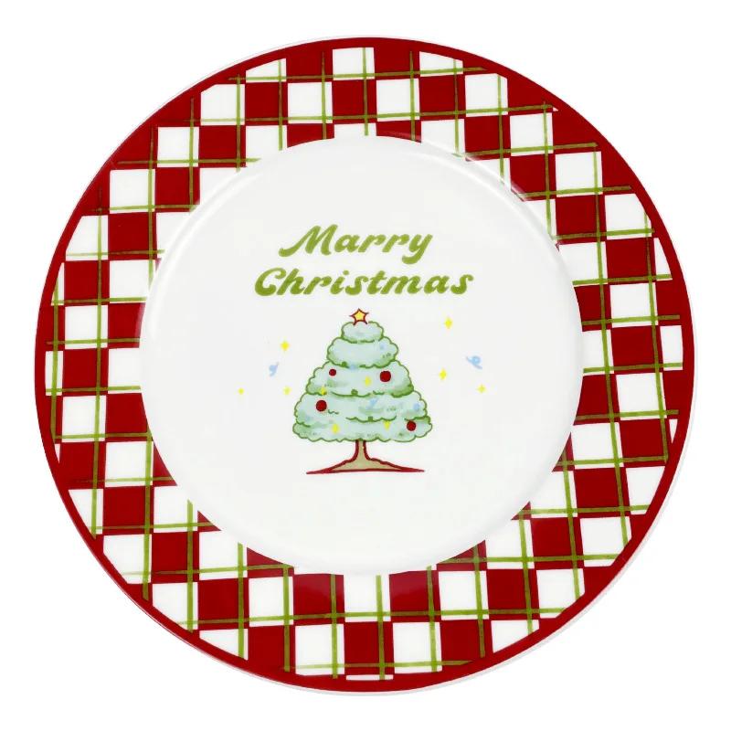 Рождественская лимитированная посуда Рождественская елка Санта-Клаус Креативное десертное блюдо Винтажная французская домашняя фруктовая закуска Западные тарелки