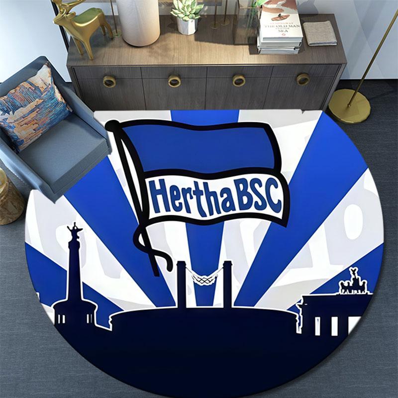 Круглый ковер с принтом Hertha BSC Berlin, Нескользящий моющийся круглый ковер для гостиной, спальни, игровой комнаты, Декор для спортивных болельщиков, Праздничный подарок на день рождения
