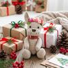 Christmas Linen Fabric French Bulldog Doll Ornament with Wreath - Exquisite Soft-Filled Puppy Figurine