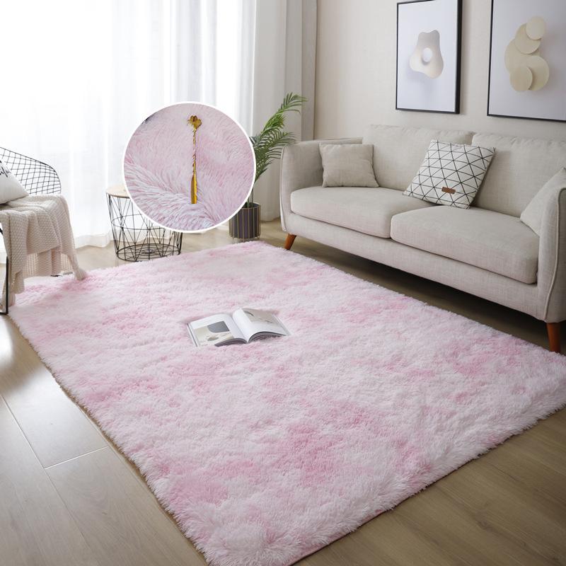 Красочный плюшевый ковер для спальни, градиентный мохнатый ковер, украшение для дома, милый радужный пушистый ковер, скандинавский стиль, напольный коврик для детской комнаты