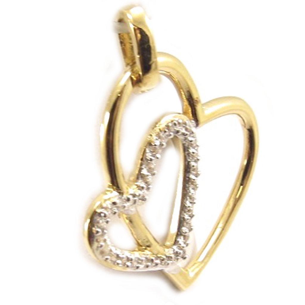 Les Trésors De Lily [C4568] - Позолоченный кулон «Любовь», белое золото - 30x25 мм