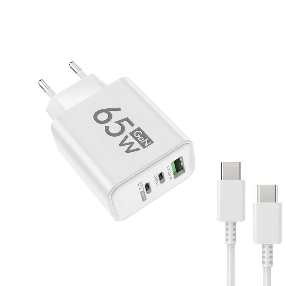 Total 65W GaN Charger USB PD Type C Fast Charging Mobile Phone Adapter QC3.0 For iPhone 14 15 Pro Max Samsung Galaxy S24 Xiaomi