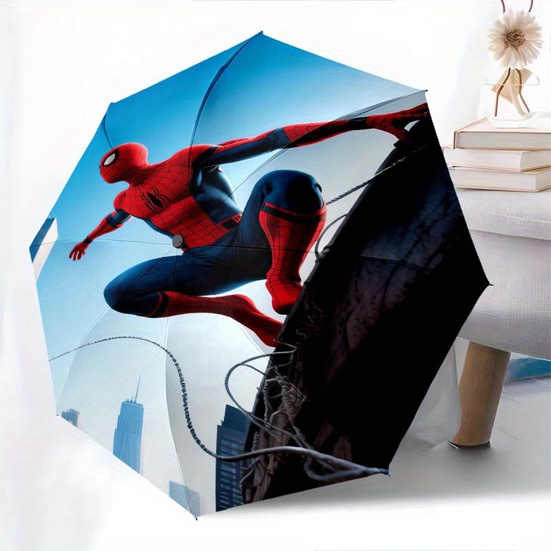Spider-Man, Web-Slinger Automatic Opening and Closing Umbrella, Compact Travel Umbrella, Lightweight and Portable, Suitable for Beach Commut