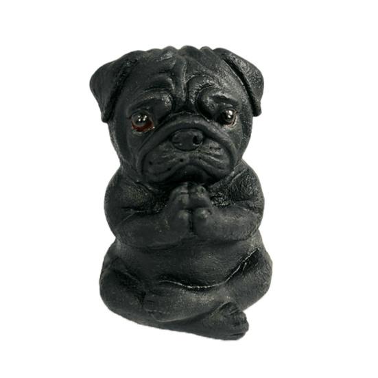 Meditating Dog Figurine Resin French Bulldog Statue Yoga Puppy Animal Sculpture Home Office Desktop Garden Decoration Ornament