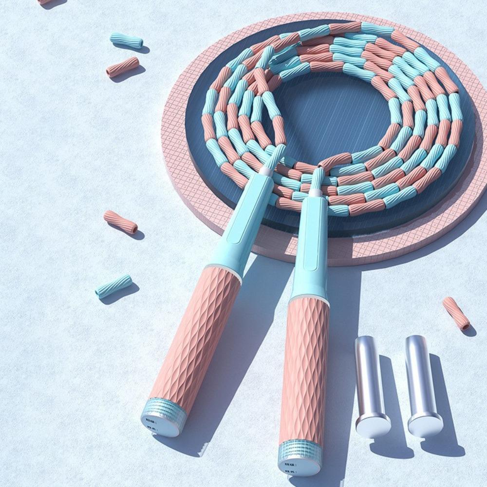 Не запутанная скакалка, регулируемая мягкая сегментированная скакалка для фитнеса с бисером, детская
