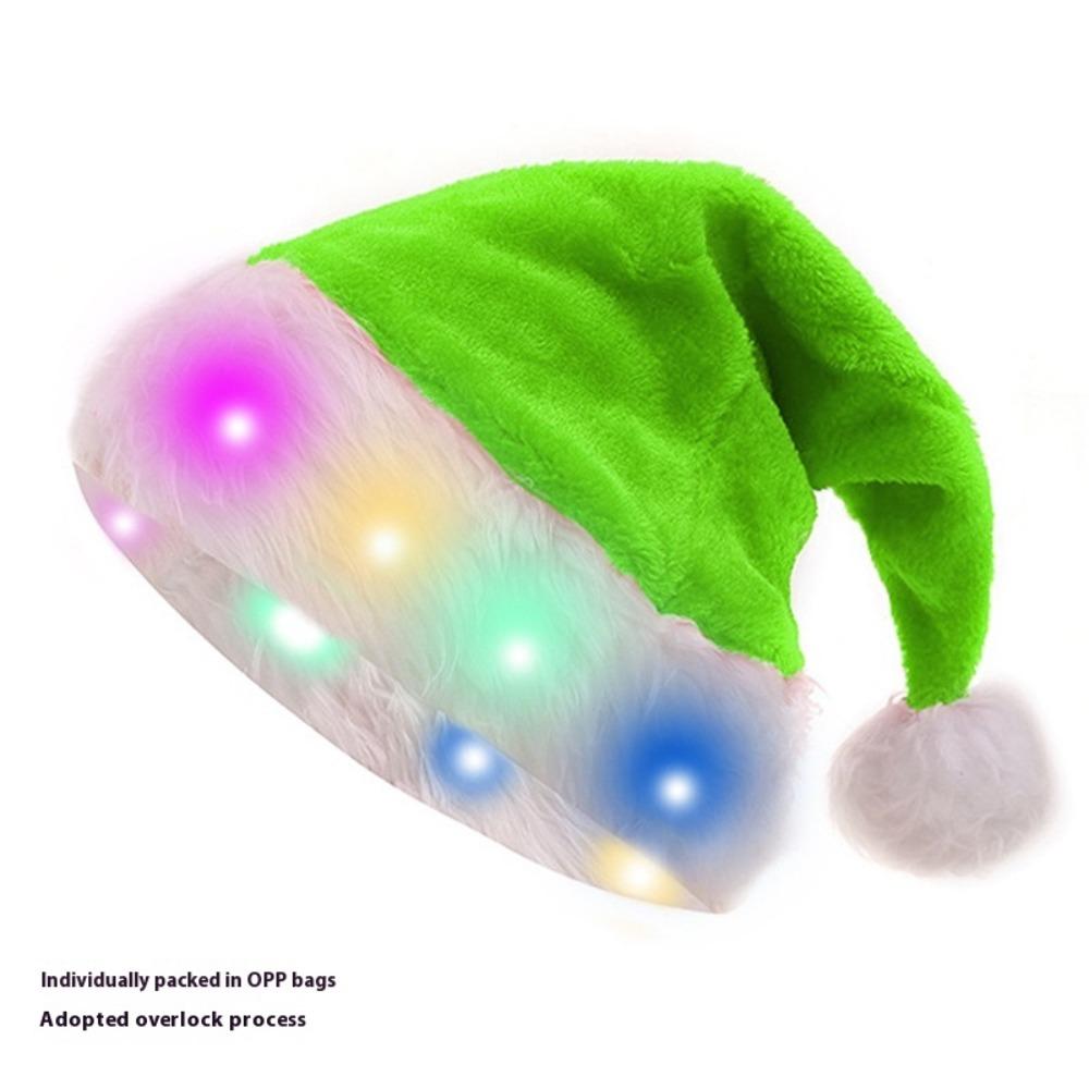 Цяочи Рождественское украшение Плюшевая светящаяся светодиодная рождественская шапка Шапка Санты Рождественские принадлежности