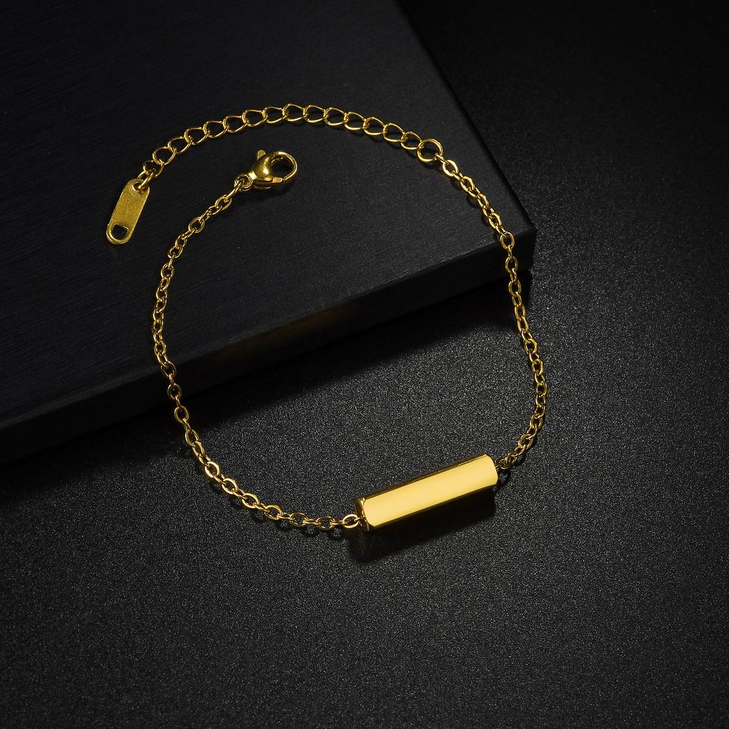 Atoztide Engrave Name Square Bar Bracelet For Men Women Personalized Stainless Steel Jewelry Adjustable Link Chain Family Gift