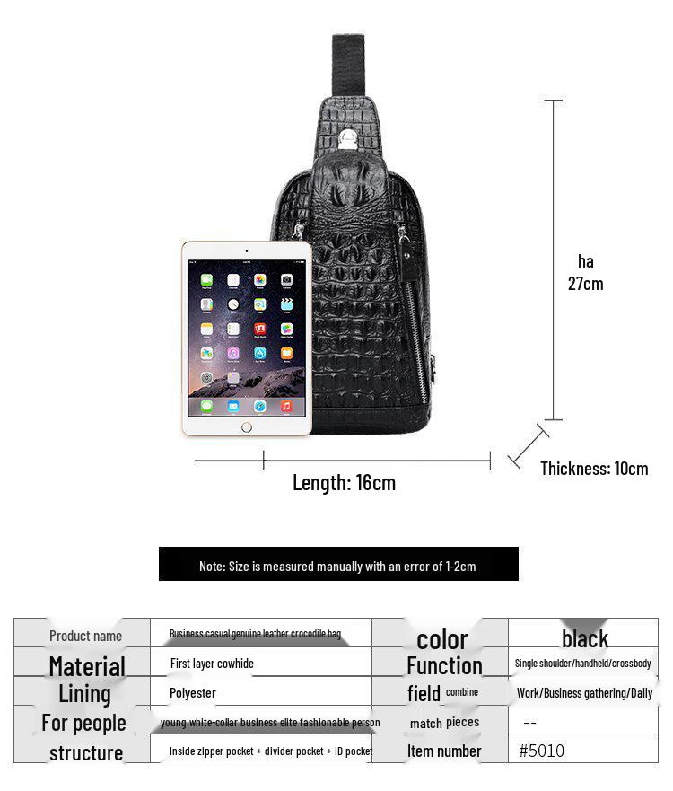 2023 Модная мужская сумка-кроссбоди из натуральной кожи с тиснением под крокодила