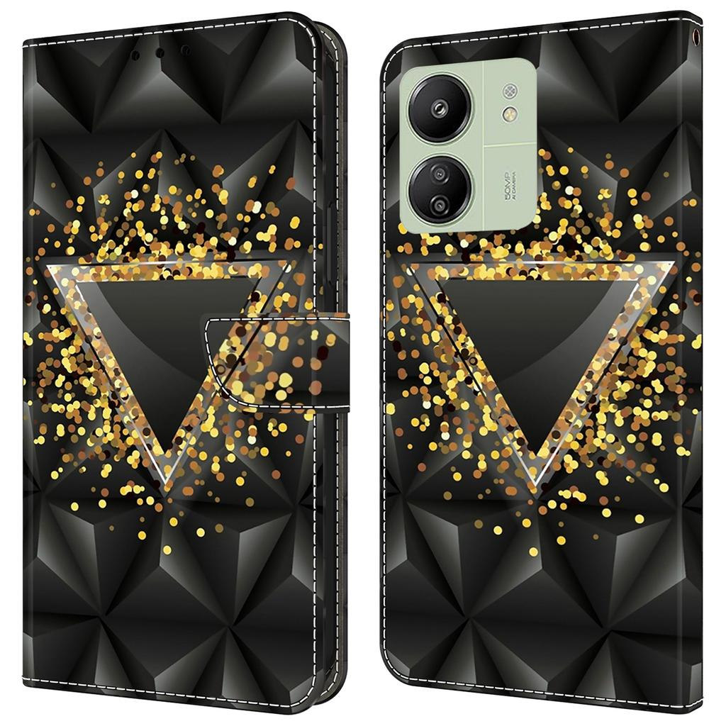 Для Xiaomi Redmi 13C 4G/13C 5G/Poco C65 4G/Poco M6 5G/13R 5G Чехол с рисунком из ПУ кожи, слоты для карт/наличных, чехол для телефона