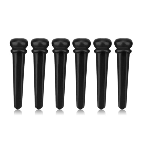 Set of 6 Ebony Guitar Bridge Pins with Abalone Shell Decoration for Acoustic Folk Guitars