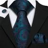 Barry.Wang Floral Ties for Men Woven Paisley Wedding Necktie Handkerchief Cufflinks Formal Casual Set