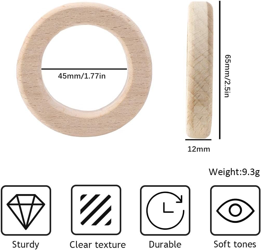Mamimami Home Wooden Ring Square Section 65mm 10 Pieces Beech Natural Pendant Parts Gift Parts Material Material Handmade Gift Craft Present