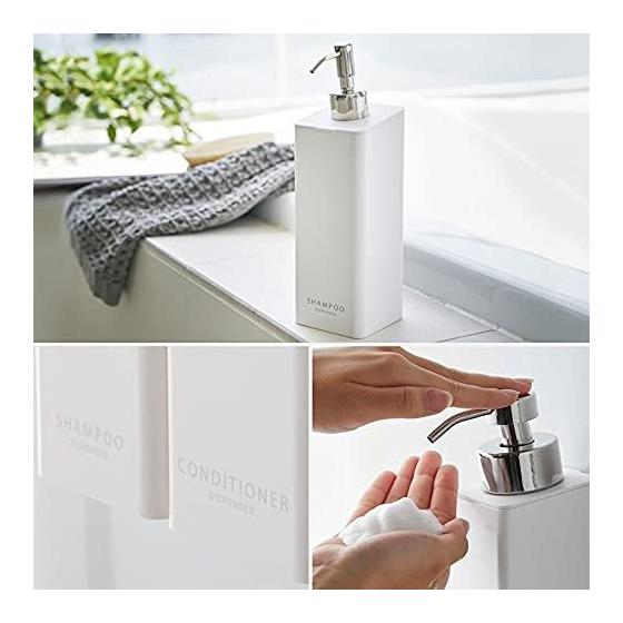Yamazaki Jitsugyo Magnetic Two-Way Dispenser Set of 3 Shampoo Conditioner Foam Type Refill Tower White 5210 4258 4260