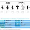 100 шт. набор универсальных автомобильных винтовых зажимов для крыла, дверной панели, 6 видов