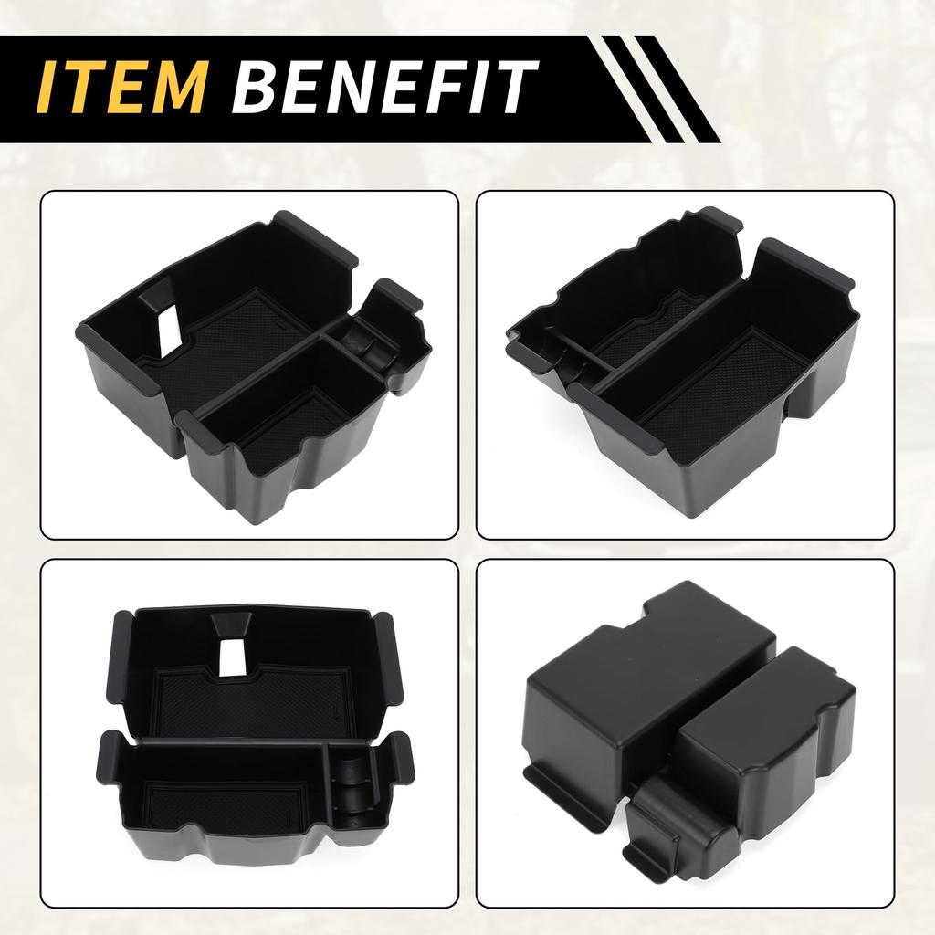 REPAIROCK Center Console Organizer Tray Armrest Storage Box Insert Tray Plastic Black for Jeep Wrangler JL JLU 2018-2022