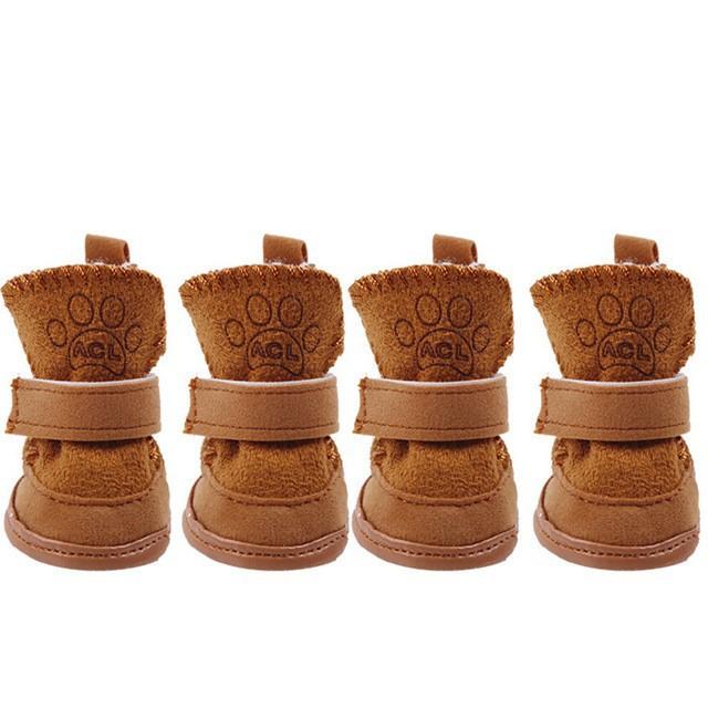 4 шт./компл. зимняя теплая обувь для домашних животных, милые ботинки для собак, уличные нескользящие удобные зимние ботинки для прогулок по снегу для щенков