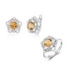 Gorgeous Elegant Flower Design Natural Citrine Ring Earring Set S925 Silver Women and Girls Fine Jewelry Birthday & Party Gift