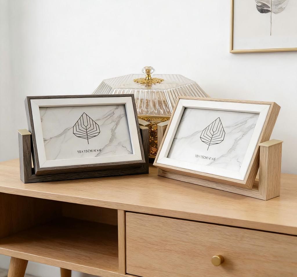 6-inch Irregular-shaped Double-sided Rotating Wooden Picture Frame Decorations for Home Wall Panels Interior Home Decoration