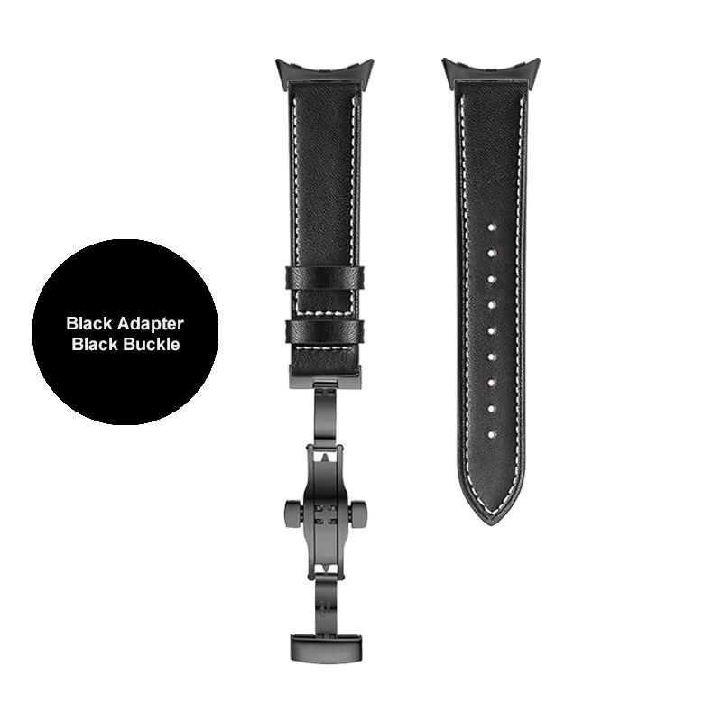 Кожаный ремешок с бабочкой для Google Pixel Watch Band Pixel Watch Ремешки для часов Браслет С адаптером (Серебристый/Черный/Розовое золото)