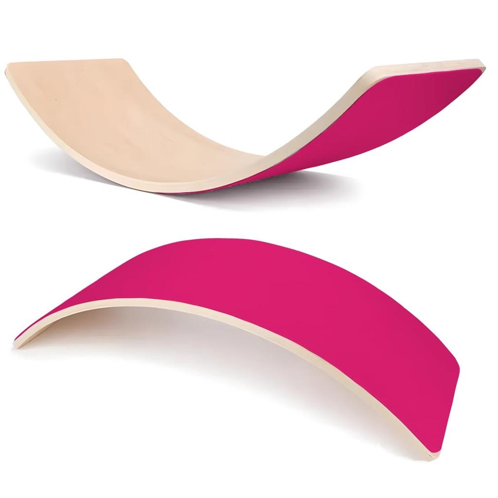 Wooden Balance Board Wobble Rocker Board Body Balancing Activity Training Toy Lama Max Fuchsia