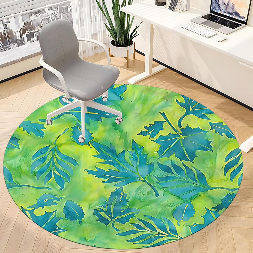 1pc Leaf Print Chair Carpet for Office, Non slip, Soft and Durable Office Rug for Interior Decoration