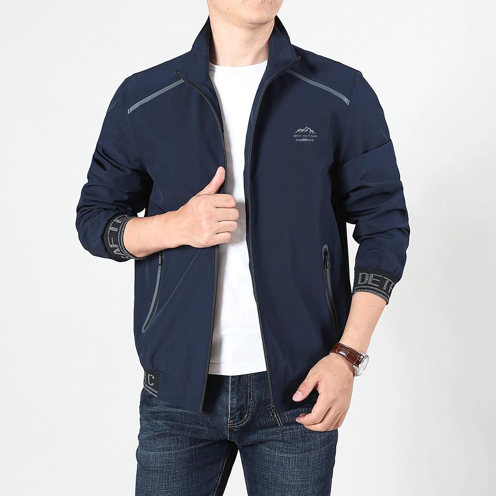 Весна и осень Новая спортивная флисовая утепленная термокуртка для активного отдыха Куртка мужская молодежная большого размера с воротником-стойкой Повседневная одежда