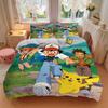3pcs Pokémon with Friends Printed Quilt Set - Soft and Comfortable Quilt Cover for Bedroom, Guest Room and Dormitory Decorative Bedding Set